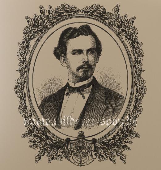 Preview: T-Shirt König Ludwig II von Bayern mit Eichenlaub