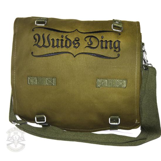 Preview: LEINENTASCHE BESTICKT - WUIDS DING - OLIV/KAKI