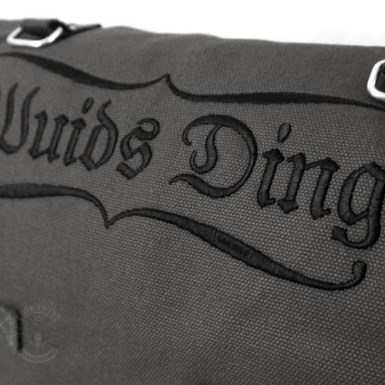 Preview: LEINENTASCHE BESTICKT - WUIDS DING - ANTHRAZIT/GRAU